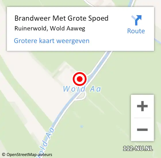 Locatie op kaart van de 112 melding: Brandweer Met Grote Spoed Naar Ruinerwold, Wold Aaweg op 24 juli 2023 20:12