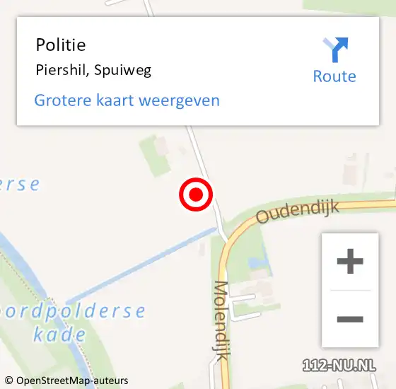 Locatie op kaart van de 112 melding: Politie Piershil, Spuiweg op 24 juli 2023 20:23