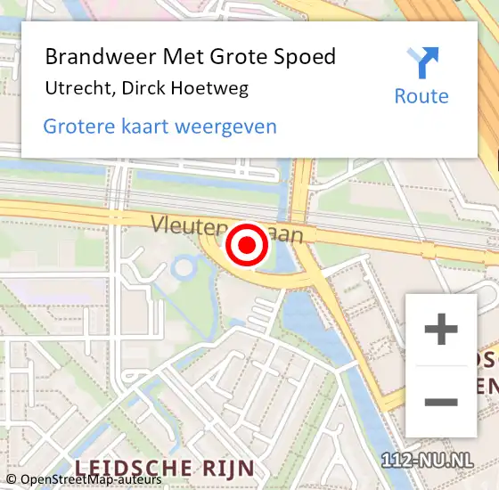 Locatie op kaart van de 112 melding: Brandweer Met Grote Spoed Naar Utrecht, Dirck Hoetweg op 24 juli 2023 20:52