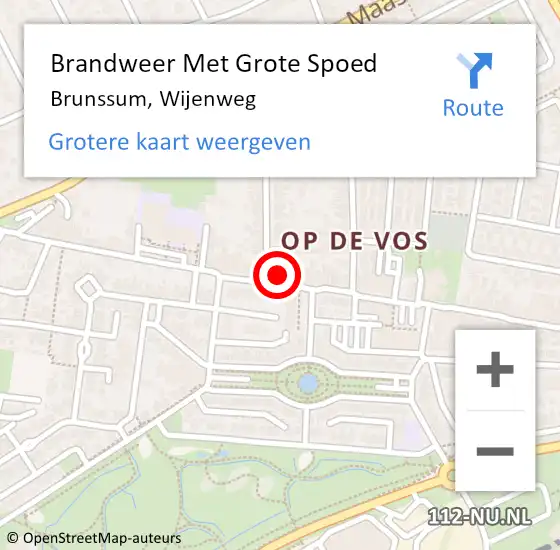 Locatie op kaart van de 112 melding: Brandweer Met Grote Spoed Naar Brunssum, Wijenweg op 24 juli 2023 21:01