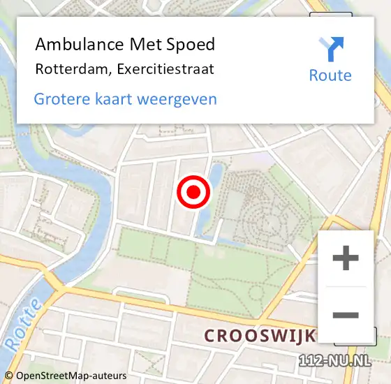 Locatie op kaart van de 112 melding: Ambulance Met Spoed Naar Rotterdam, Exercitiestraat op 24 juli 2023 21:34