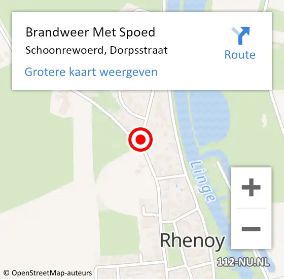 Locatie op kaart van de 112 melding: Brandweer Met Spoed Naar Schoonrewoerd, Dorpsstraat op 2 september 2014 19:58