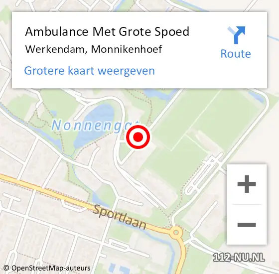 Locatie op kaart van de 112 melding: Ambulance Met Grote Spoed Naar Werkendam, Monnikenhoef op 2 september 2014 19:59