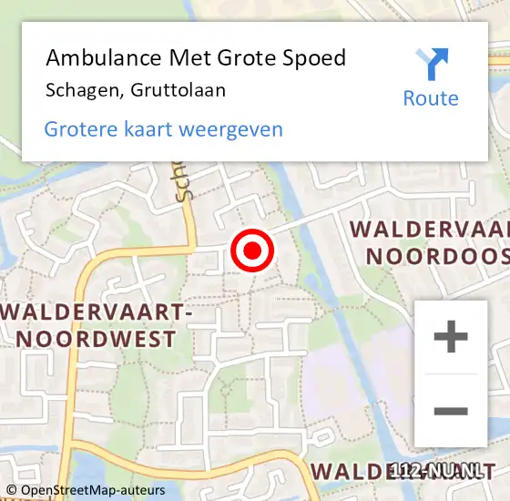 Locatie op kaart van de 112 melding: Ambulance Met Grote Spoed Naar Schagen, Gruttolaan op 24 juli 2023 21:40