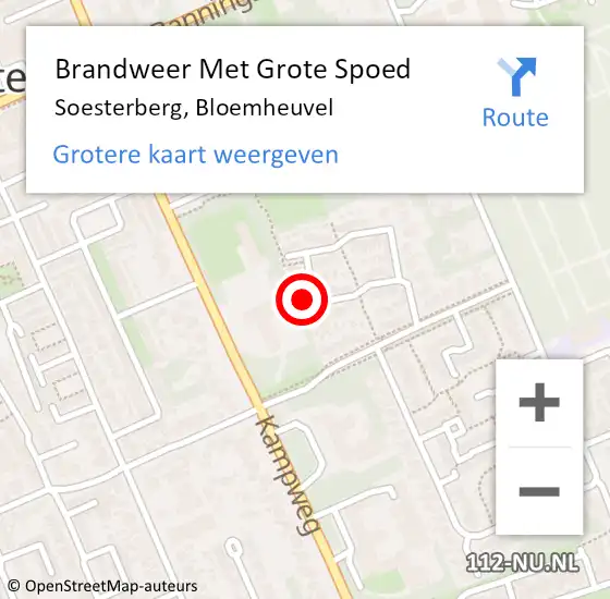 Locatie op kaart van de 112 melding: Brandweer Met Grote Spoed Naar Soesterberg, Bloemheuvel op 24 juli 2023 21:47