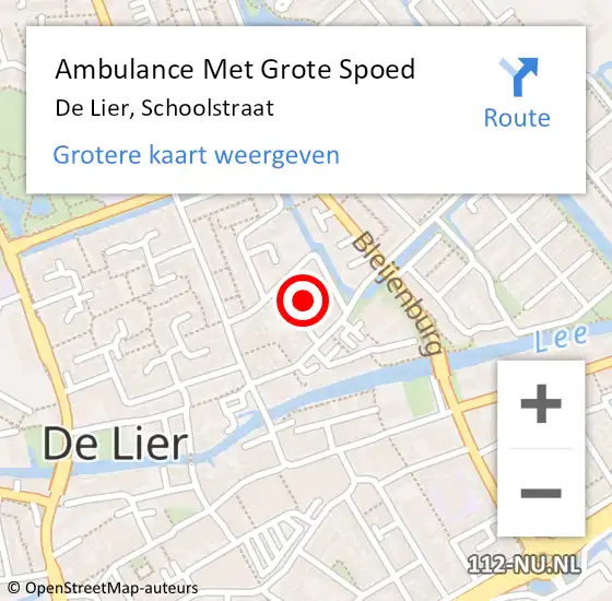 Locatie op kaart van de 112 melding: Ambulance Met Grote Spoed Naar De Lier, Schoolstraat op 24 juli 2023 22:08