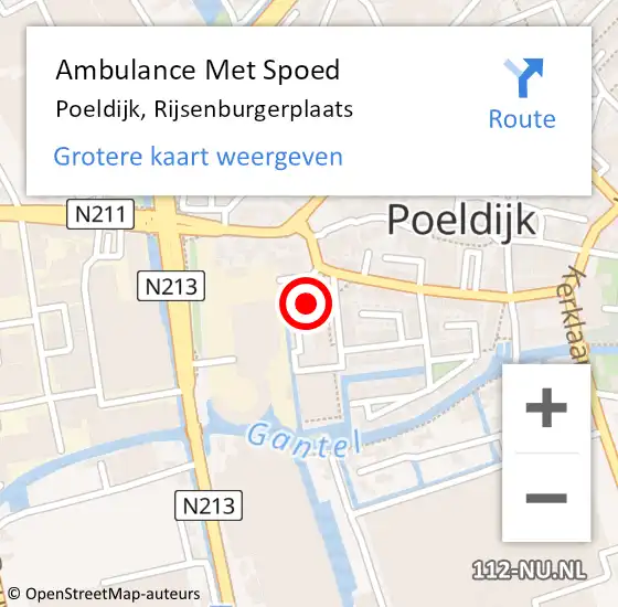 Locatie op kaart van de 112 melding: Ambulance Met Spoed Naar Poeldijk, Rijsenburgerplaats op 24 juli 2023 22:38
