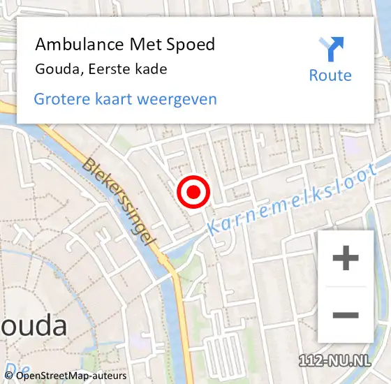 Locatie op kaart van de 112 melding: Ambulance Met Spoed Naar Gouda, Eerste kade op 24 juli 2023 23:28