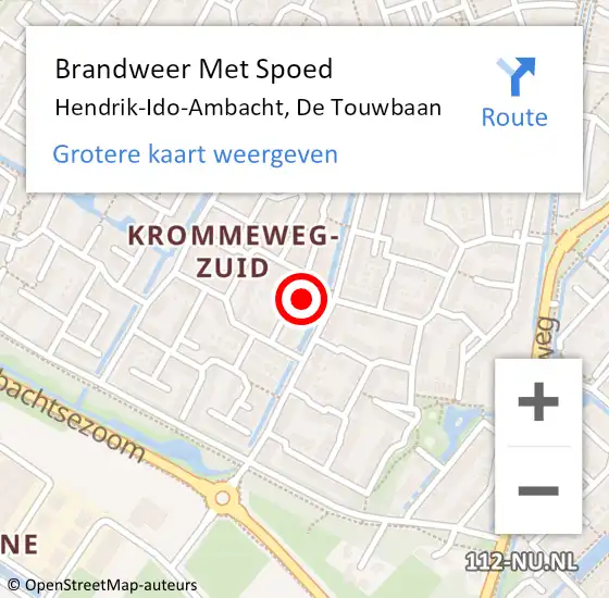Locatie op kaart van de 112 melding: Brandweer Met Spoed Naar Hendrik-Ido-Ambacht, De Touwbaan op 24 juli 2023 23:29