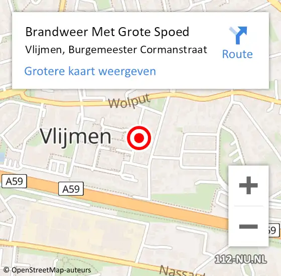 Locatie op kaart van de 112 melding: Brandweer Met Grote Spoed Naar Vlijmen, Burgemeester Cormanstraat op 24 juli 2023 23:52