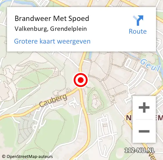 Locatie op kaart van de 112 melding: Brandweer Met Spoed Naar Valkenburg, Grendelplein op 25 juli 2023 00:10