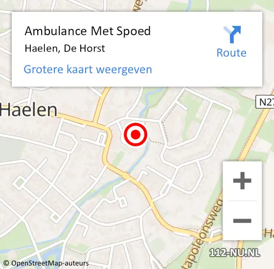 Locatie op kaart van de 112 melding: Ambulance Met Spoed Naar Haelen, De Horst op 25 juli 2023 00:16