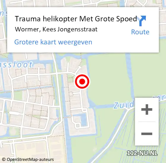 Locatie op kaart van de 112 melding: Trauma helikopter Met Grote Spoed Naar Wormer, Kees Jongensstraat op 25 juli 2023 01:02