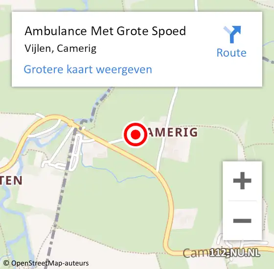 Locatie op kaart van de 112 melding: Ambulance Met Grote Spoed Naar Vijlen, Camerig op 2 september 2014 20:16