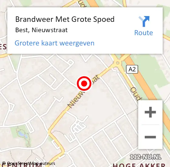 Locatie op kaart van de 112 melding: Brandweer Met Grote Spoed Naar Best, Nieuwstraat op 25 juli 2023 04:12
