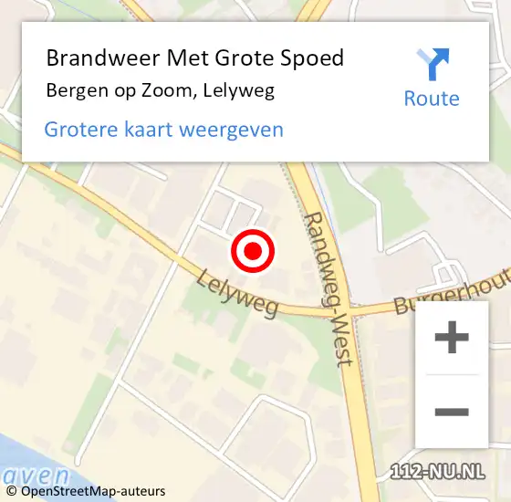 Locatie op kaart van de 112 melding: Brandweer Met Grote Spoed Naar Bergen op Zoom, Lelyweg op 25 juli 2023 04:27