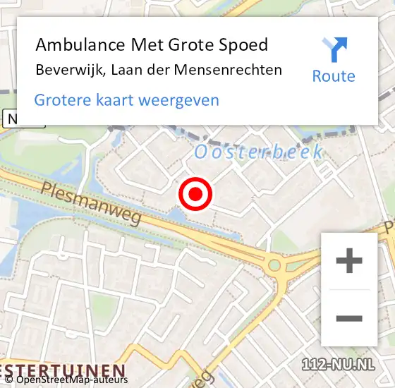 Locatie op kaart van de 112 melding: Ambulance Met Grote Spoed Naar Beverwijk, Laan der Mensenrechten op 25 juli 2023 05:02