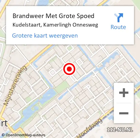 Locatie op kaart van de 112 melding: Brandweer Met Grote Spoed Naar Kudelstaart, Kamerlingh Onnesweg op 25 juli 2023 06:22