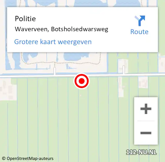 Locatie op kaart van de 112 melding: Politie Waverveen, Botsholsedwarsweg op 25 juli 2023 07:15