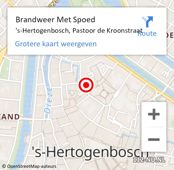 Locatie op kaart van de 112 melding: Brandweer Met Spoed Naar 's-Hertogenbosch, Pastoor de Kroonstraat op 25 juli 2023 07:23