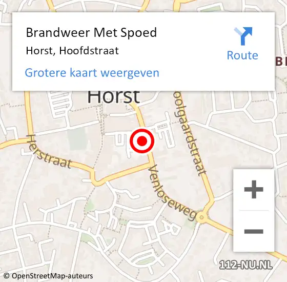 Locatie op kaart van de 112 melding: Brandweer Met Spoed Naar Horst, Hoofdstraat op 25 juli 2023 07:51