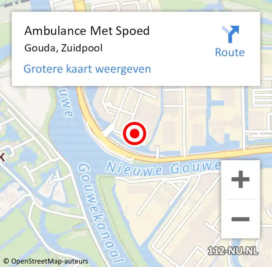 Locatie op kaart van de 112 melding: Ambulance Met Spoed Naar Gouda, Zuidpool op 25 juli 2023 08:17