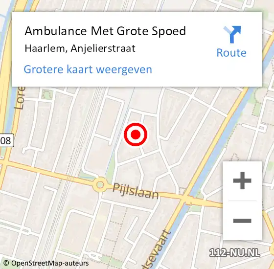 Locatie op kaart van de 112 melding: Ambulance Met Grote Spoed Naar Haarlem, Anjelierstraat op 25 juli 2023 08:35