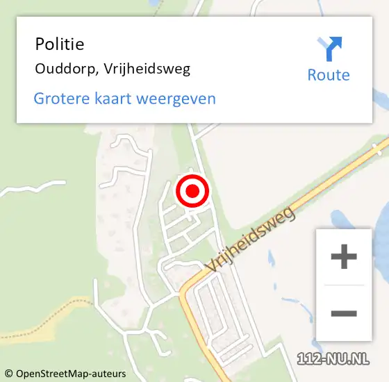 Locatie op kaart van de 112 melding: Politie Ouddorp, Vrijheidsweg op 25 juli 2023 08:50