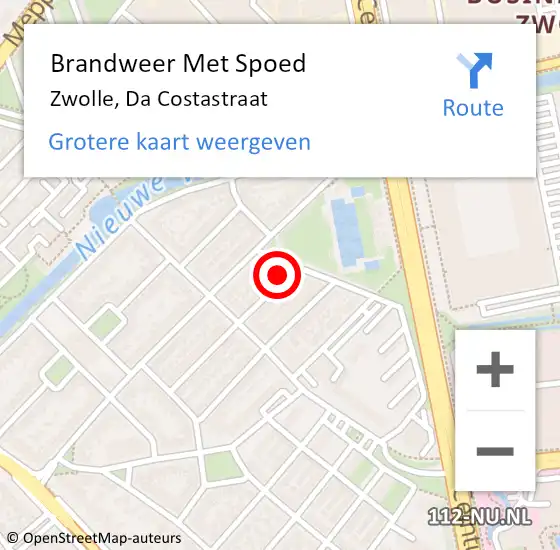 Locatie op kaart van de 112 melding: Brandweer Met Spoed Naar Zwolle, Da Costastraat op 25 juli 2023 09:29