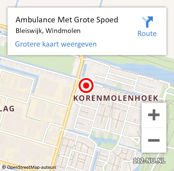 Locatie op kaart van de 112 melding: Ambulance Met Grote Spoed Naar Bleiswijk, Windmolen op 25 juli 2023 10:22