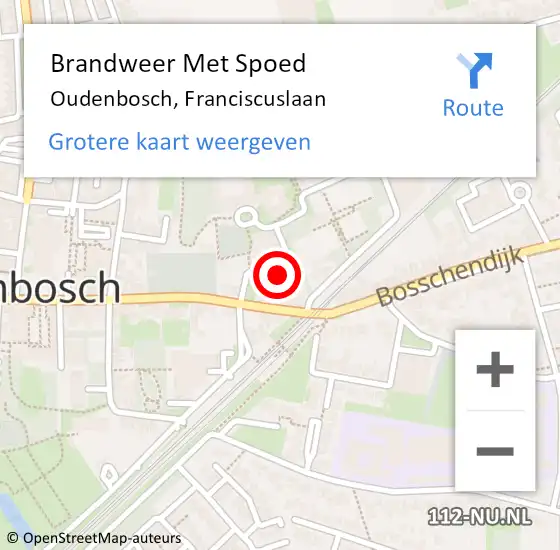 Locatie op kaart van de 112 melding: Brandweer Met Spoed Naar Oudenbosch, Franciscuslaan op 25 juli 2023 10:22