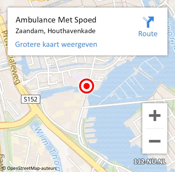 Locatie op kaart van de 112 melding: Ambulance Met Spoed Naar Zaandam, Houthavenkade op 25 juli 2023 10:26