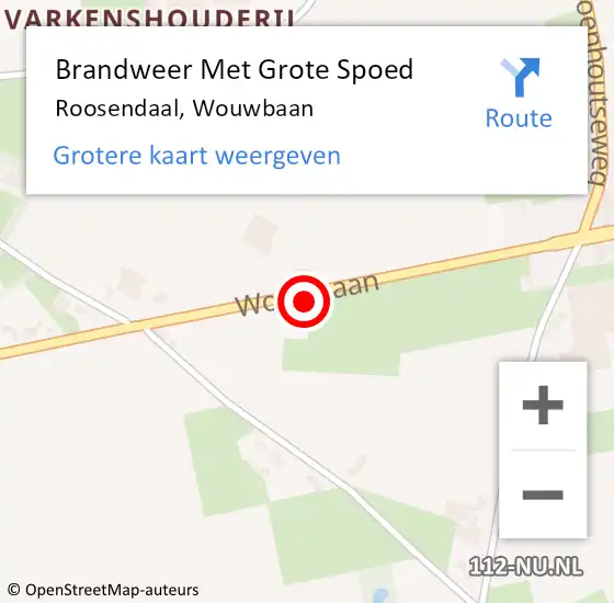 Locatie op kaart van de 112 melding: Brandweer Met Grote Spoed Naar Roosendaal, Wouwbaan op 25 juli 2023 10:48