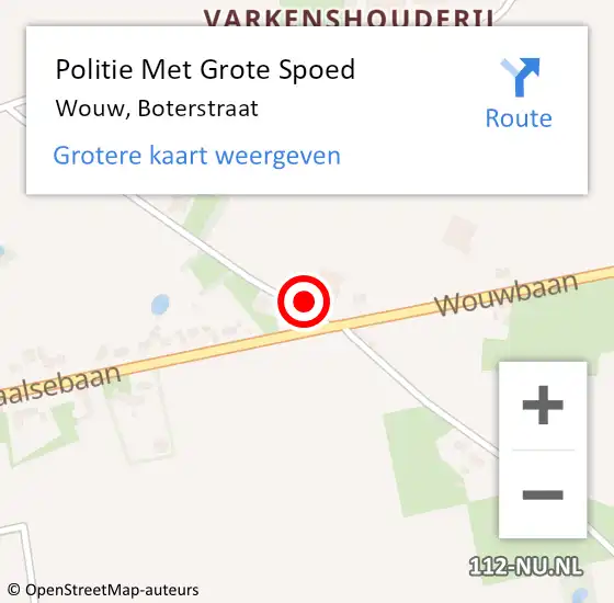 Locatie op kaart van de 112 melding: Politie Met Grote Spoed Naar Wouw, Boterstraat op 25 juli 2023 10:48