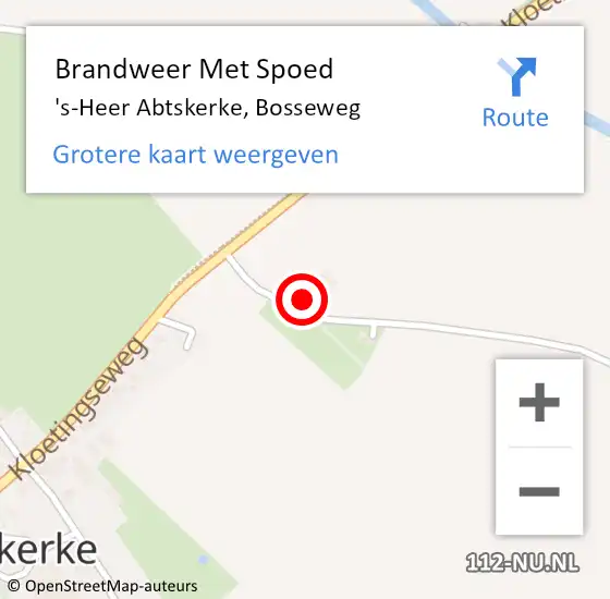 Locatie op kaart van de 112 melding: Brandweer Met Spoed Naar 's-Heer Abtskerke, Bosseweg op 25 juli 2023 11:22