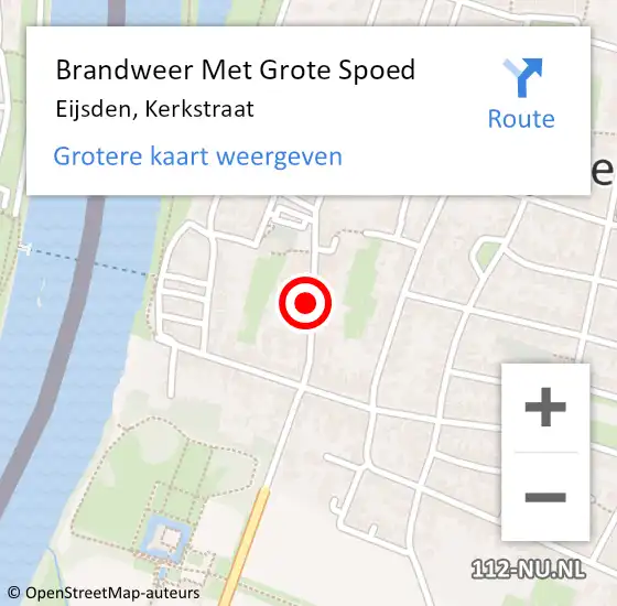 Locatie op kaart van de 112 melding: Brandweer Met Grote Spoed Naar Eijsden, Kerkstraat op 25 juli 2023 11:23