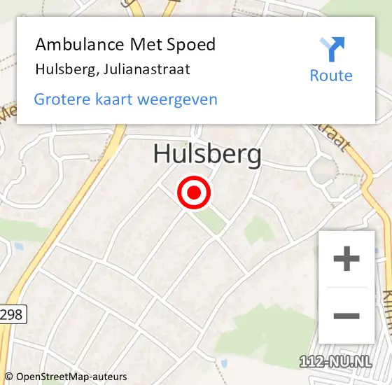 Locatie op kaart van de 112 melding: Ambulance Met Spoed Naar Hulsberg, Julianastraat op 2 september 2014 21:08