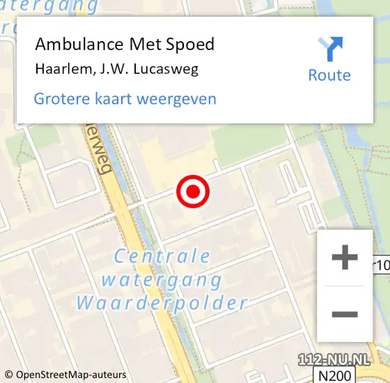 Locatie op kaart van de 112 melding: Ambulance Met Spoed Naar Haarlem, J.W. Lucasweg op 25 juli 2023 11:56