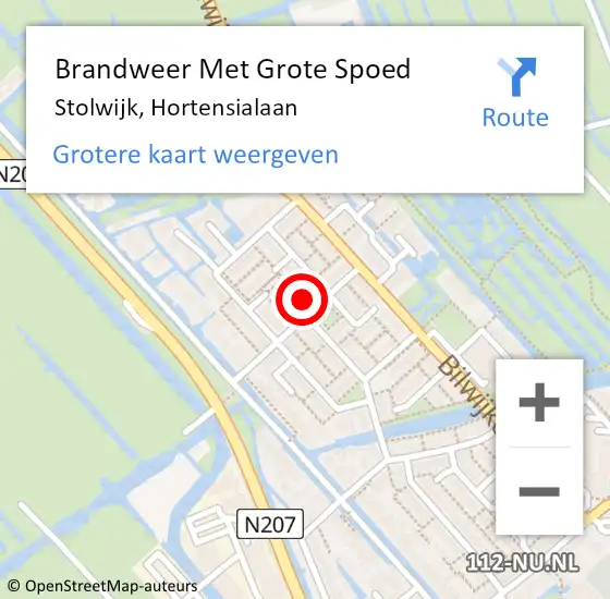 Locatie op kaart van de 112 melding: Brandweer Met Grote Spoed Naar Stolwijk, Hortensialaan op 25 juli 2023 12:04