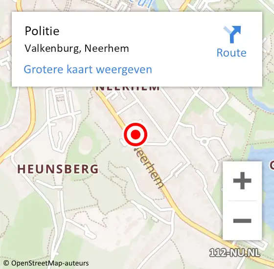 Locatie op kaart van de 112 melding: Politie Valkenburg, Neerhem op 25 juli 2023 12:08