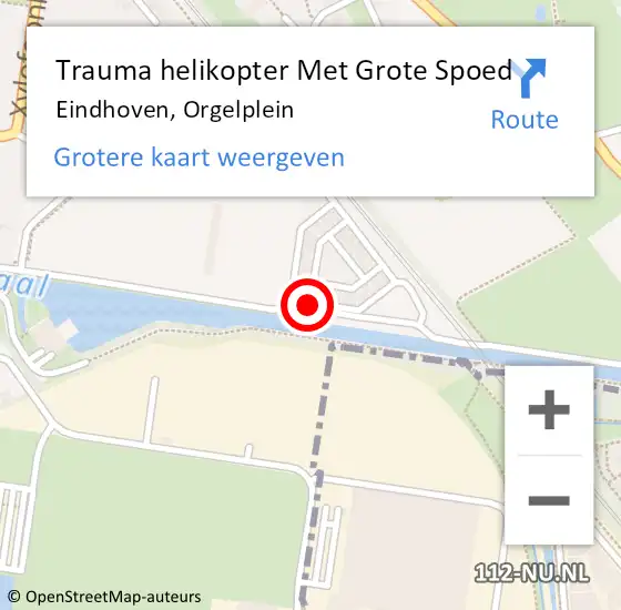 Locatie op kaart van de 112 melding: Trauma helikopter Met Grote Spoed Naar Eindhoven, Orgelplein op 25 juli 2023 12:22