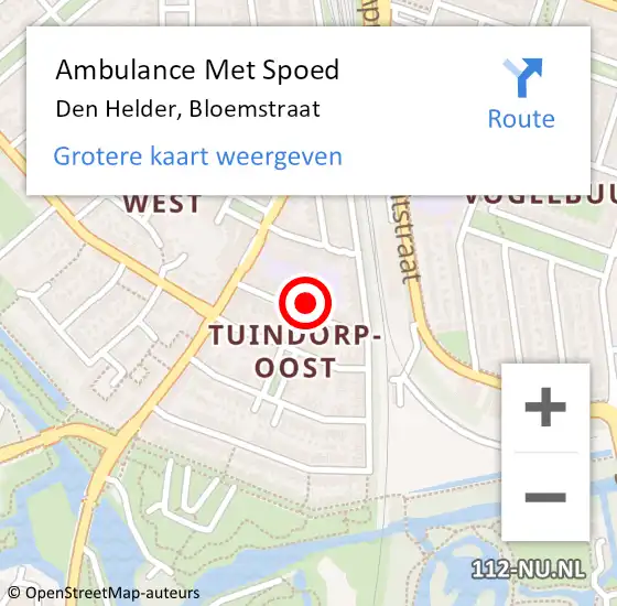 Locatie op kaart van de 112 melding: Ambulance Met Spoed Naar Den Helder, Bloemstraat op 25 juli 2023 13:17