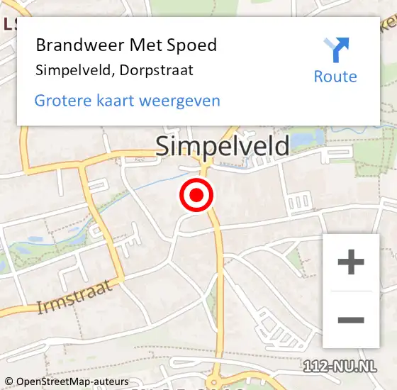 Locatie op kaart van de 112 melding: Brandweer Met Spoed Naar Simpelveld, Dorpstraat op 25 juli 2023 13:20