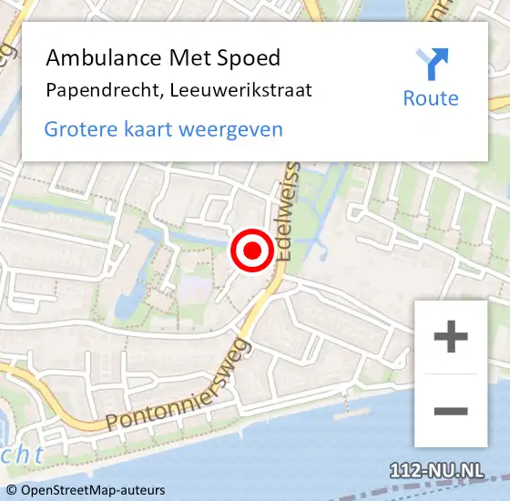 Locatie op kaart van de 112 melding: Ambulance Met Spoed Naar Papendrecht, Leeuwerikstraat op 25 juli 2023 13:20