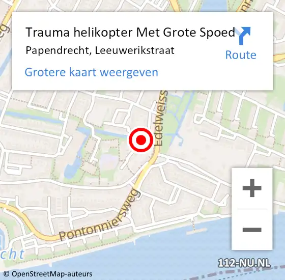 Locatie op kaart van de 112 melding: Trauma helikopter Met Grote Spoed Naar Papendrecht, Leeuwerikstraat op 25 juli 2023 13:21