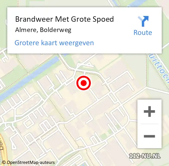 Locatie op kaart van de 112 melding: Brandweer Met Grote Spoed Naar Almere, Bolderweg op 25 juli 2023 13:25