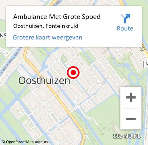 Locatie op kaart van de 112 melding: Ambulance Met Grote Spoed Naar Oosthuizen, Fonteinkruid op 2 september 2014 21:28