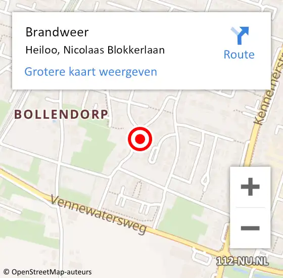 Locatie op kaart van de 112 melding: Brandweer Heiloo, Nicolaas Blokkerlaan op 25 juli 2023 13:27