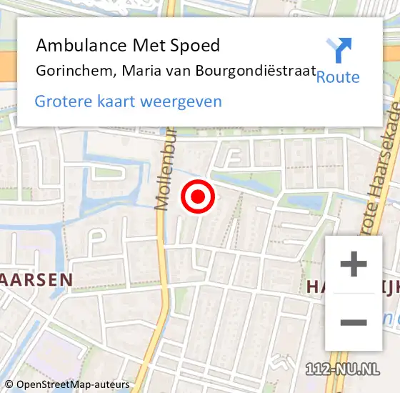 Locatie op kaart van de 112 melding: Ambulance Met Spoed Naar Gorinchem, Maria van Bourgondiëstraat op 25 juli 2023 13:41
