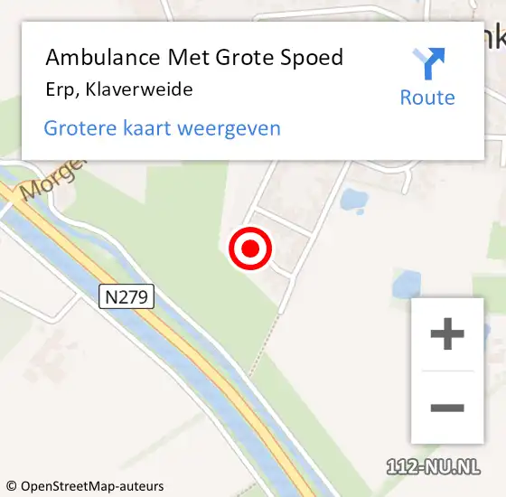 Locatie op kaart van de 112 melding: Ambulance Met Grote Spoed Naar Erp, Klaverweide op 2 september 2014 21:39